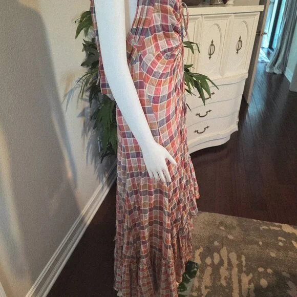 Free People Rainbow Dreams Plaid Dress in Pink/Combo - Picture 11 of 16